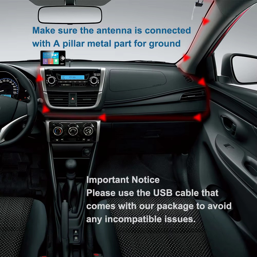 Ezonetronics Tragbarer DAB+ Autoradio-Tuner als USB-Dongle für Android Stereo, Schwarz - Bild 4