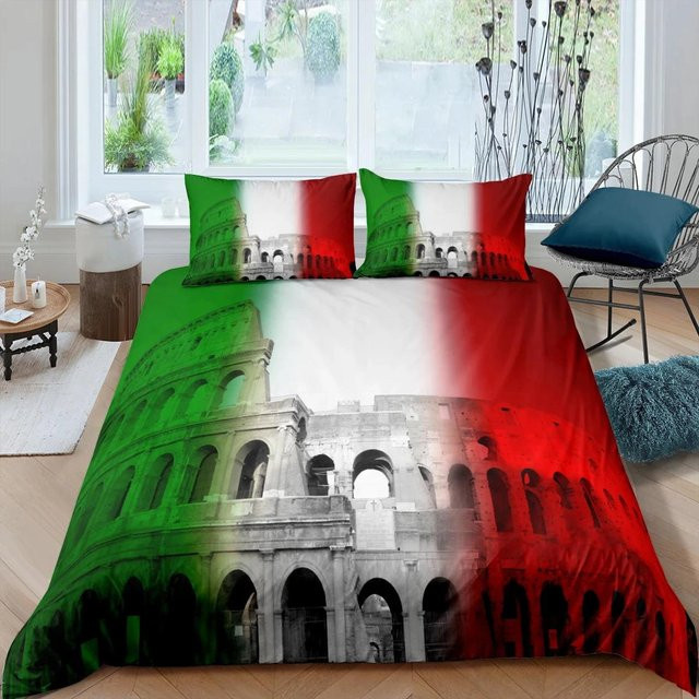 Bettwäscheset Home Living Luxus 3D Rom Italien Design in Grün mit Bettbezug und Kissenbezug aus Mikrofaser, Breite: 135 cm, Höhe: 200 cm - Bild 1