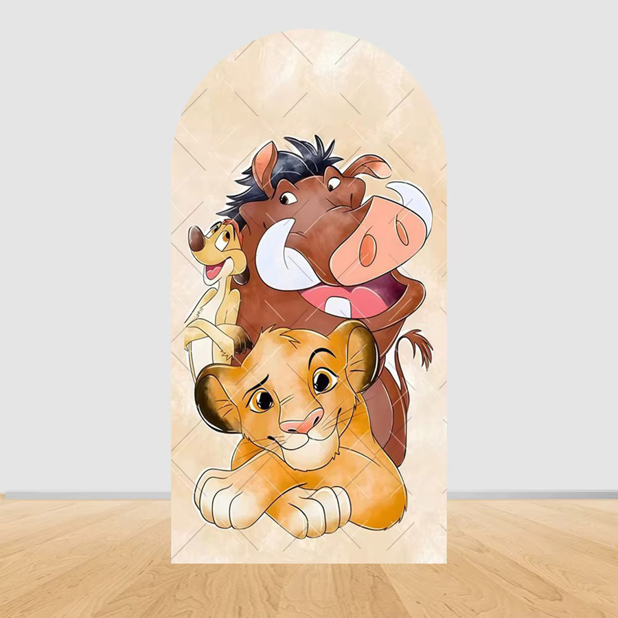 Potdemiel Bogen-Hintergrunddekoration Der König der Löwen für Kinderpartys, Rund, Mehrfarbig, B/H: 120 x 50 cm - Bild 1