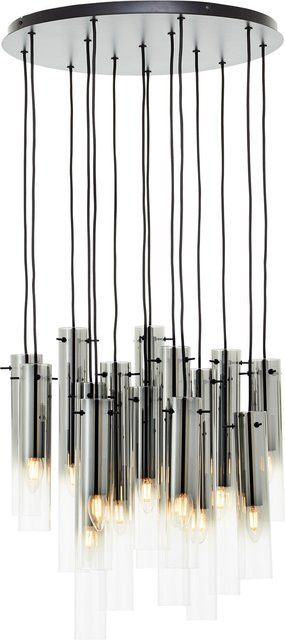 Brilliant Glasini Pendelleuchte aus Metall und Holz in Schwarz Matt mit Rauchglas, E14, 25 W - Bild 1