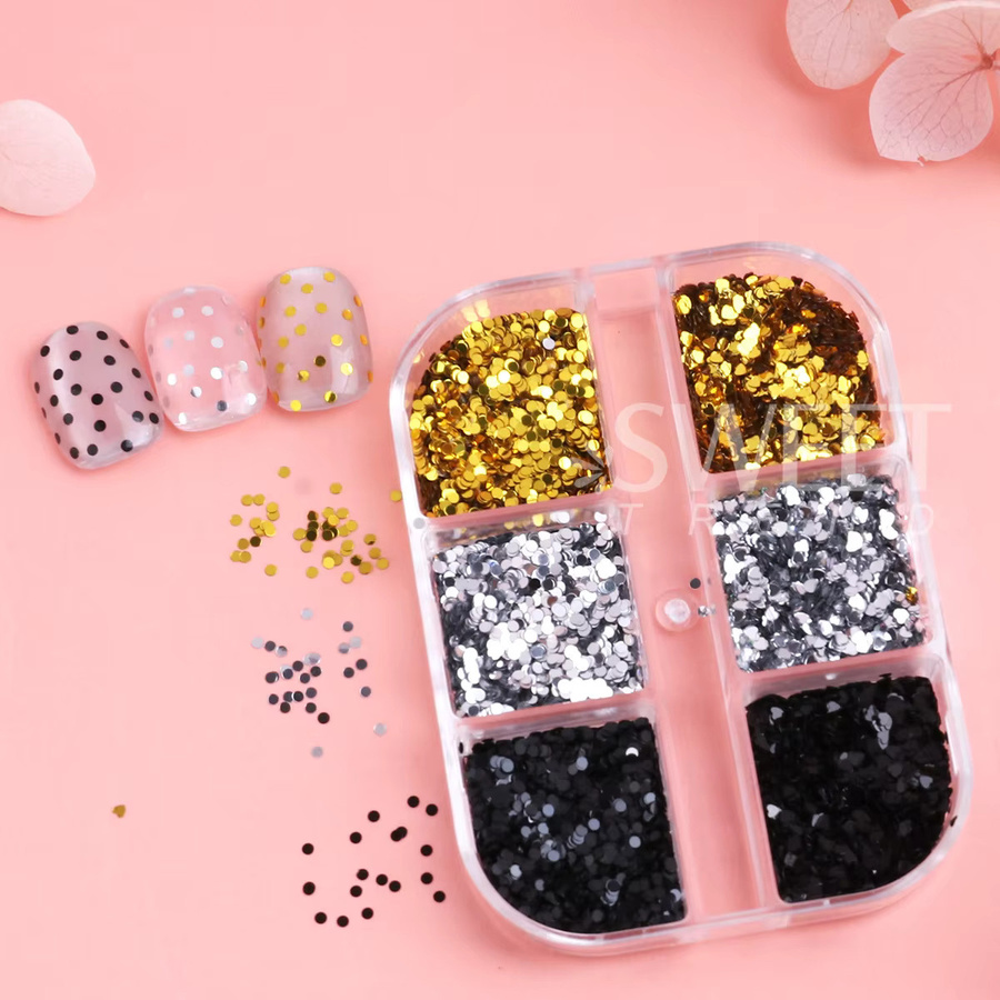 SWEET TREND Nail Art Pailletten, Gold, Herz und Polka Dot, Glänzend - Bild 2