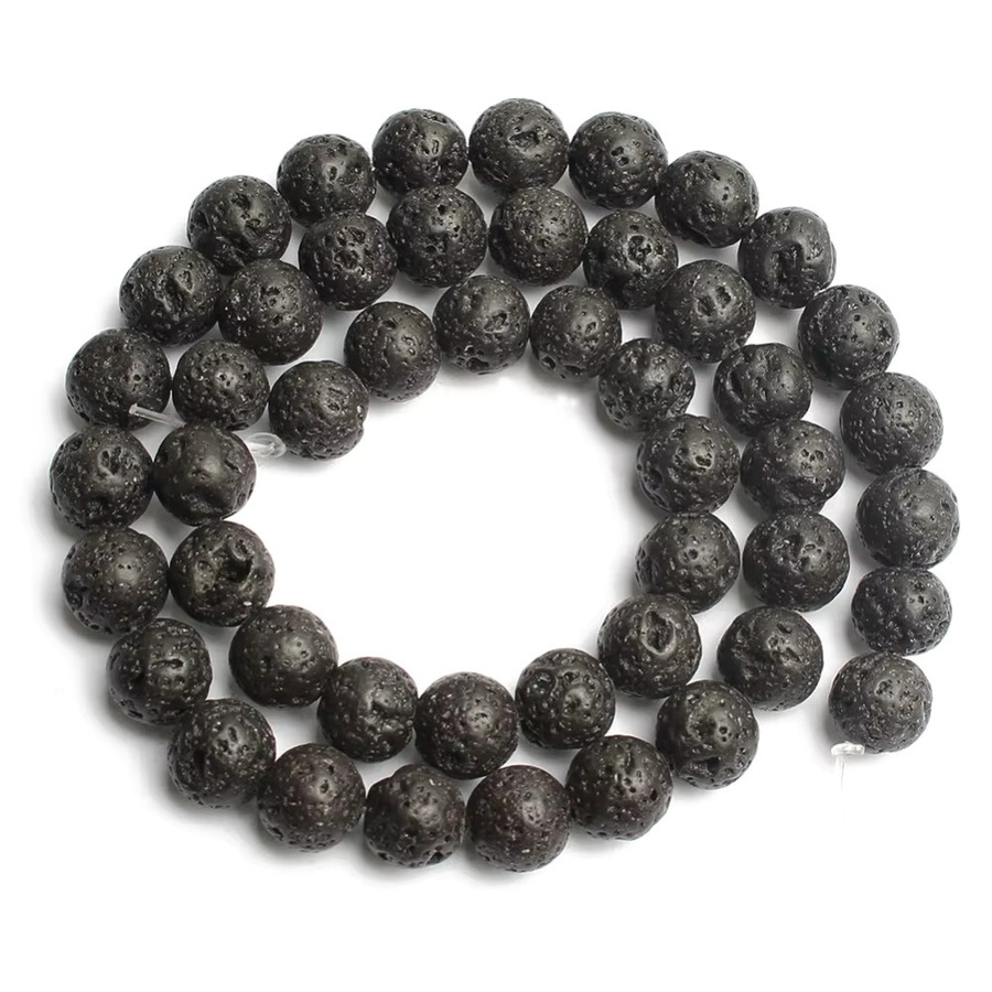 Armband Lavastein, schwarze Perlen, Unisex - Bild 5