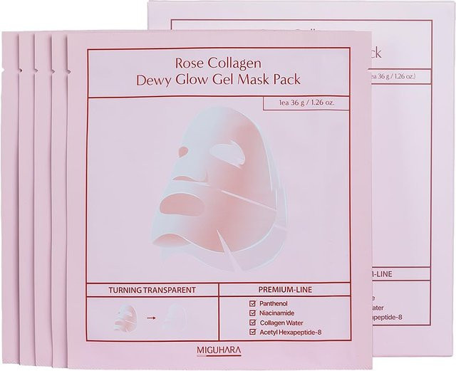 MIGUHARA Rose Collagen Dewy Glow Hydrogel Mask, Kollagen, Gesicht - Bild 1