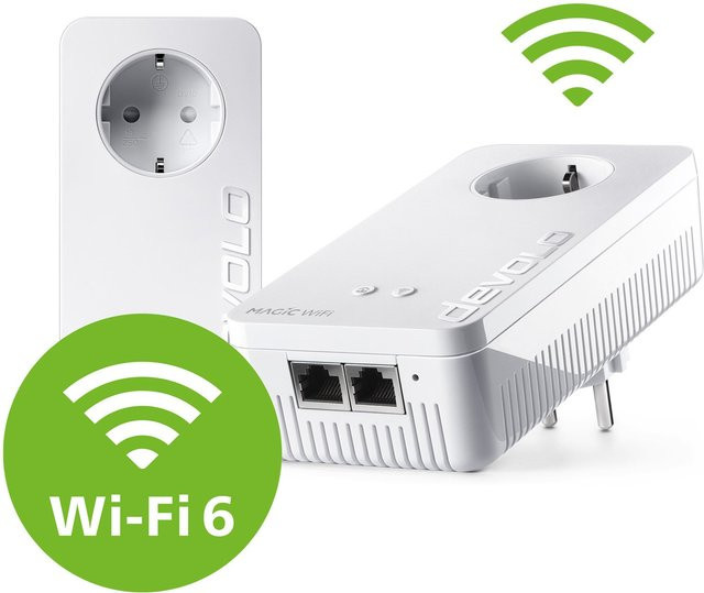 Devolo Magic 2 WiFi 6 next Powerline Starter Kit in Weiß mit WLAN 2400MBit/s und Dual-Band Unterstützung - Bild 1