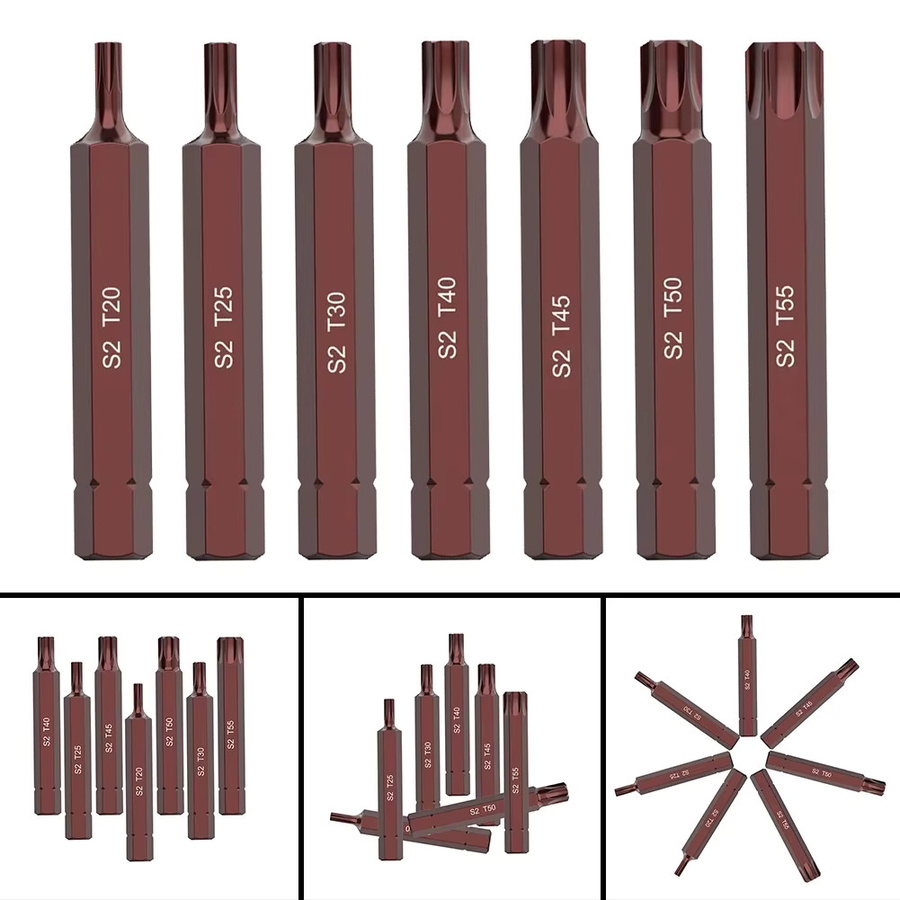 DAZZLEEX Torx Schraubendreher Bits Set mit Sechskantschaft, Länge: 7,5 cm, Größen T20 bis T55 - Bild 2