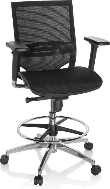 hjh OFFICE Counterstuhl TOP WORK 78 in Schwarz mit Armlehnen und Netzstoff - Bild 1