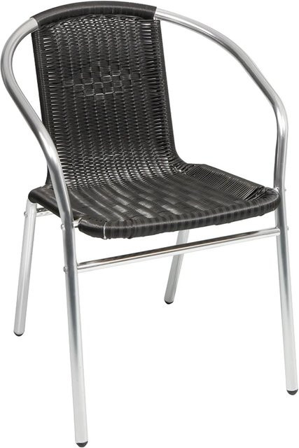 Mojawo Bistrostuhl aus Aluminium und Polyrattan in Silber und Schwarz, stapelbar für Garten, Balkon und Terrasse - Bild 1