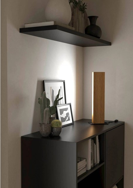 Eglo LED-Tischleuchte Anchorena-Z in Schwarz mit Gummibaum-Holz und Metall, dimmbar mit Fernbedienung und Timer - Bild 1