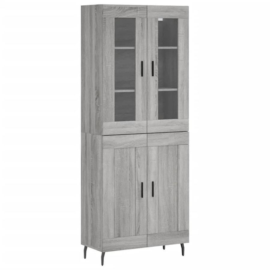 vidaXL Highboard Grau Sonoma mit Glastüren und Regalen, B/T/H: 69,5 x 34,0 x 180,0 cm - Bild 2