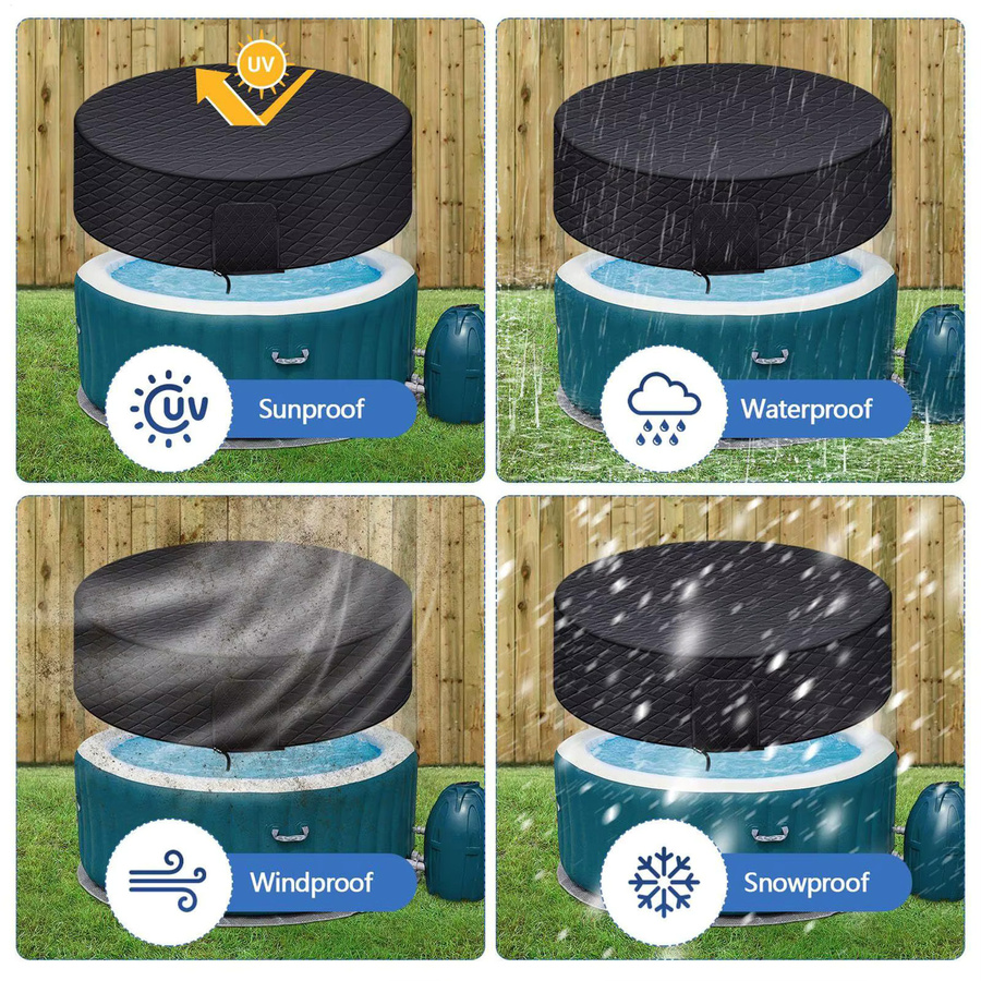 Isolierte Whirlpool-Abdeckung für runde aufblasbare Spas, wasserdichte Winter-Pool-Abdeckung in Schwarz - Bild 3