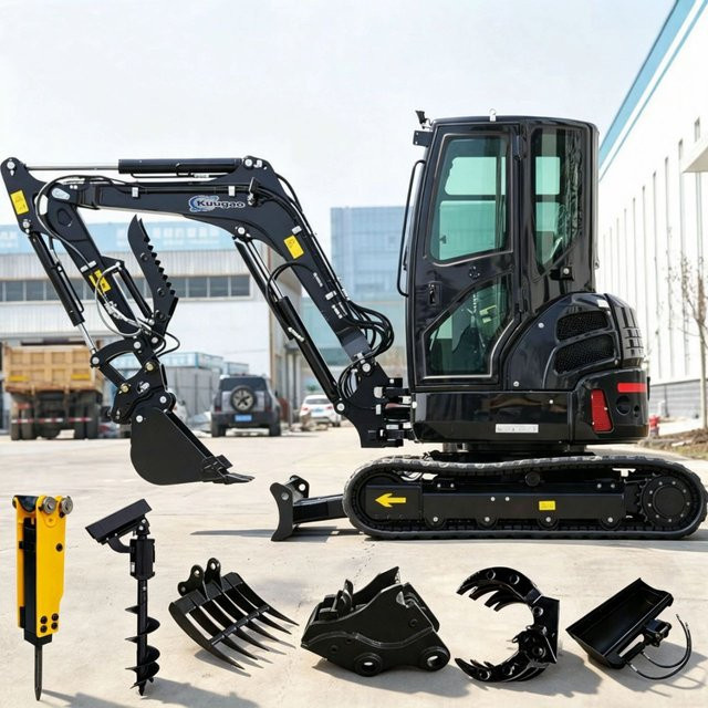 DCNB Multifunktionaler hydraulischer Raupenbagger in Schwarz für die Gartenarbeit - Bild 1
