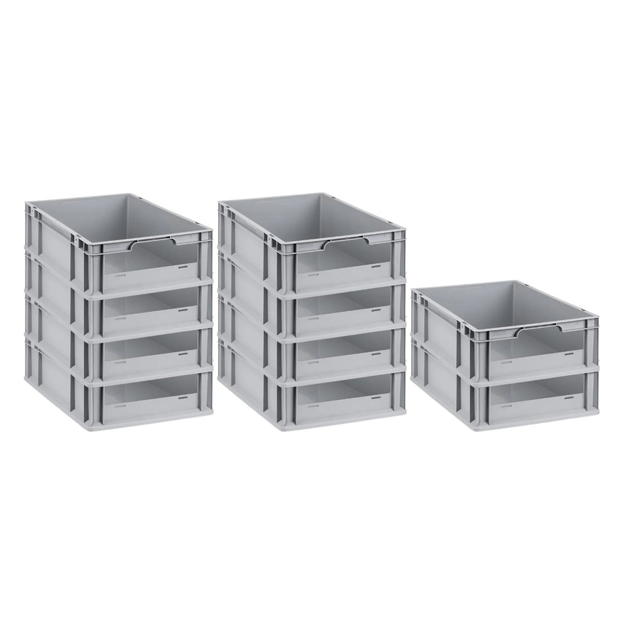 PROREGAL SparSet 10x Eurobox NextGen Insight Eurobehälter mit offener Front, Grau, H x B x T: 17 x 40 x 60 cm - Bild 2