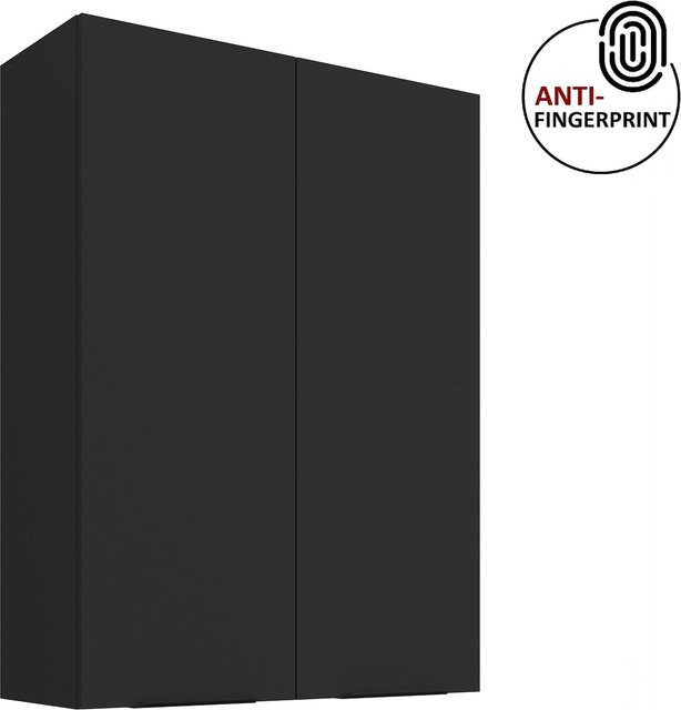 ARIA Hängeschrank Schwarz Matt Anti Fingerprint Höhe: 90 cm, Breite: 80 cm - Bild 1