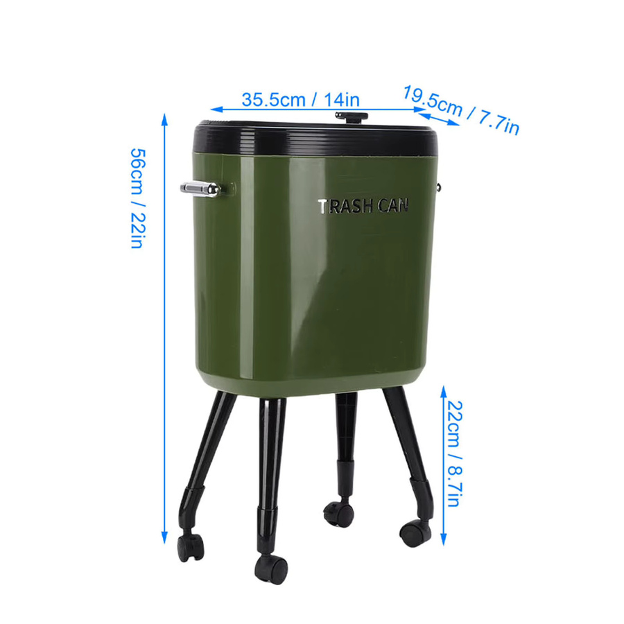ZJCHAO Schmaler Mülleimer mit Radbeinen in Grün, 15 l, aus Kunststoff - Bild 2