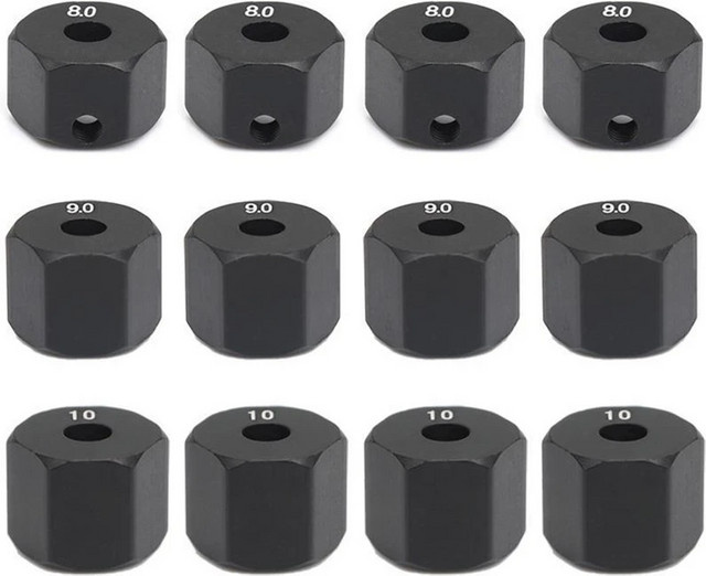 Axial Erweiterte Rad Hex Adapter, 4-teiliges Set, Metall, Schwarz - Bild 1