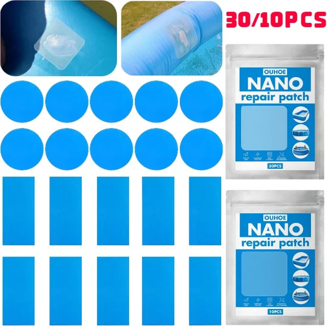Selbstklebende PVC-Pool-Patch Nano-Reparatur-Patches für Schwimmringe und Schlauchboote, transparent, 10 Stück - Bild 1