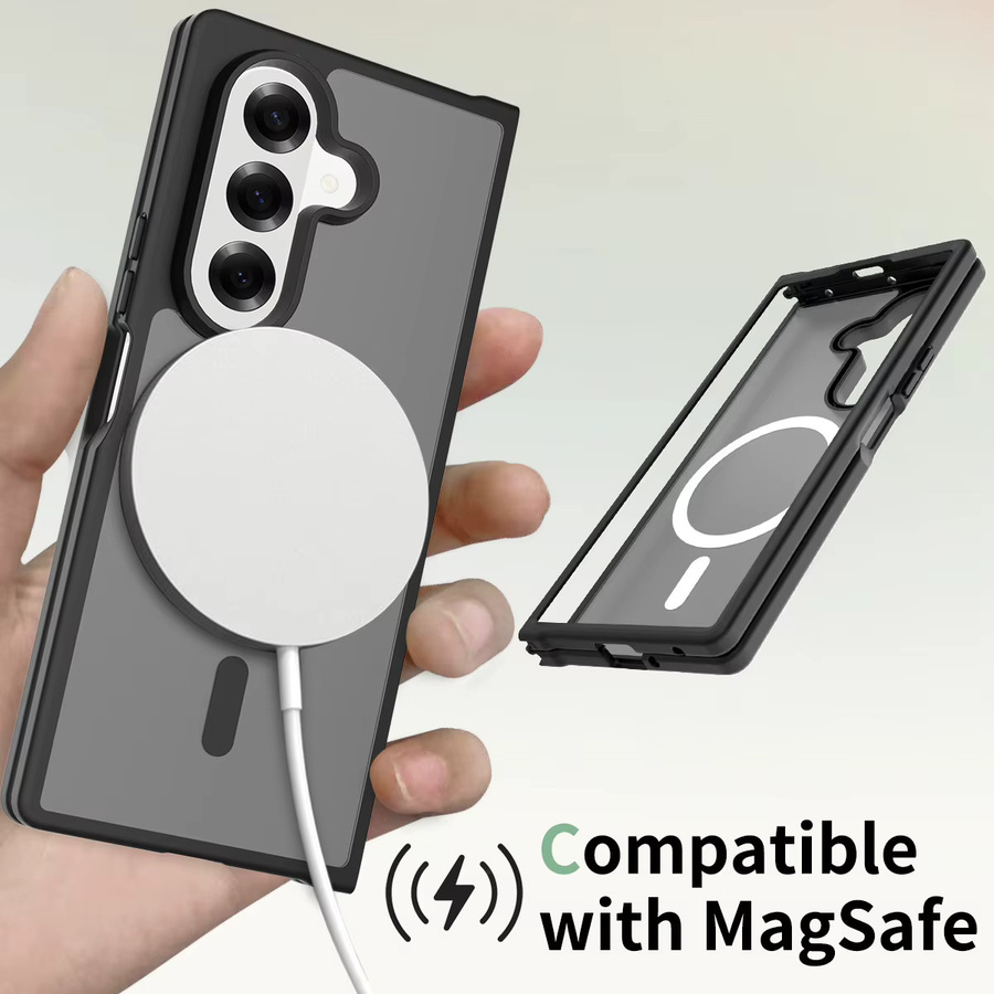 Stoßfeste magnetische MagSafe Handyhülle für Samsung Galaxy Z Fold 6 und Galaxy Z Fold 7 in Transparent oder Schwarz - Bild 3
