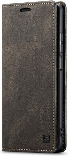 Xiaomi 12T Pro Leder Brieftasche Magnetische Klapphülle mit Kartenhalter und Ständer in Kaffeebraun - Bild 1