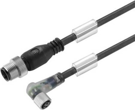 Weidmüller Sensor-Aktor-Steckverbinder M12 konfektioniert, gerade Stecker und gewinkelte Buchse, 4 Polzahl, schwarz, Kabellänge: 3,00 m - Bild 1