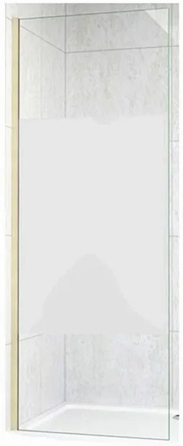 Duschparadies Walk-in Duschwand aus Nano Glas mit Milchglasstreifen und Stabilisator, Farbe Gold, B: 110 cm, H: 200 cm - Bild 1