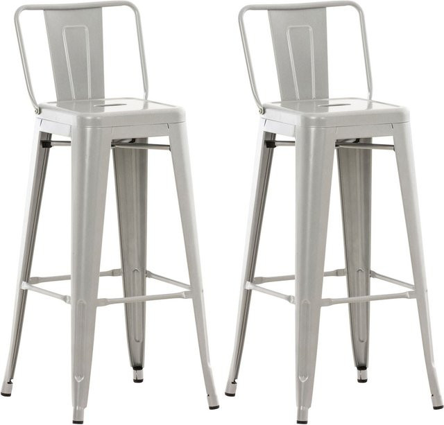 TPFLiving 2er Set Barhocker Massimo aus Metall in Silber im Retro-Design - Bild 1