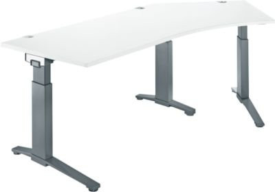 Schäfer Shop Genius Schreibtisch ERGOSTYLE S mit C-Fuß Gestell, manuell höhenverstellbar, melaminharzbeschichtet, weiß/anthrazit, B: 216,5 cm, T: 80 cm, H: 67,5-89,5 cm - Bild 1