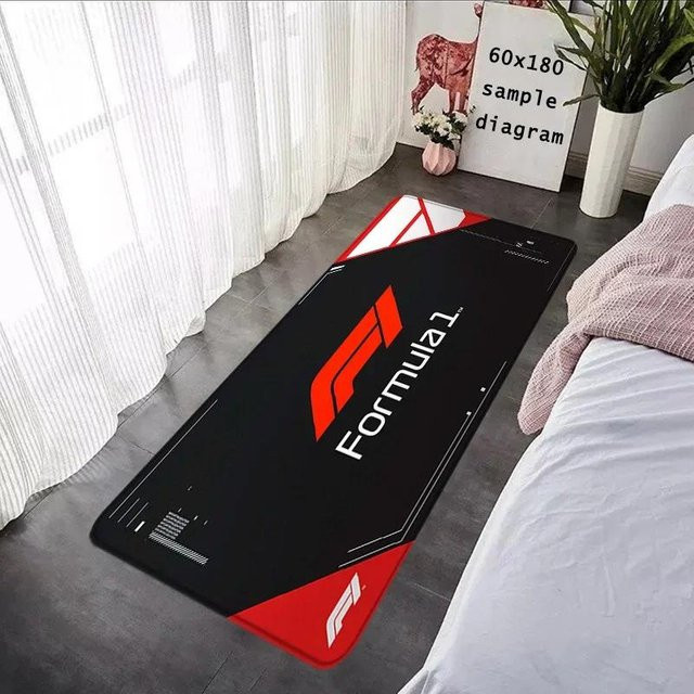 Karpetti Teppich F1 Rennfahrer 33 Design, rutschfeste und waschbare Bodenmatte für Wohnzimmer, Balkon oder Eingangsbereich, B/T: 40 x 120 cm, Mehrfarbig - Bild 1