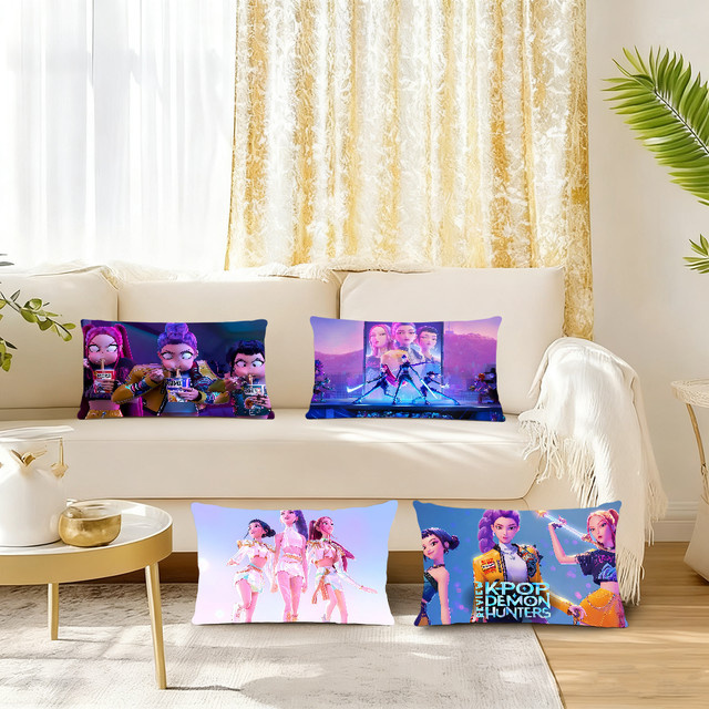 Rechteckiger Kissenbezug mit Cartoon K-Kpop D-Demon H-Hunters Grafikprint von Hasbro in Multicolour - Bild 1