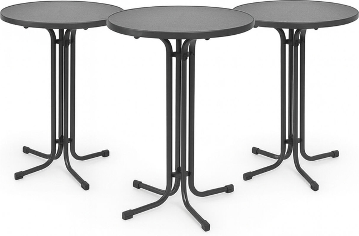 Beautissu Outdoor Stehtisch Bellini Gartentisch aus Stahl, klappbar, Grau, Ø 70 cm - Bild 1