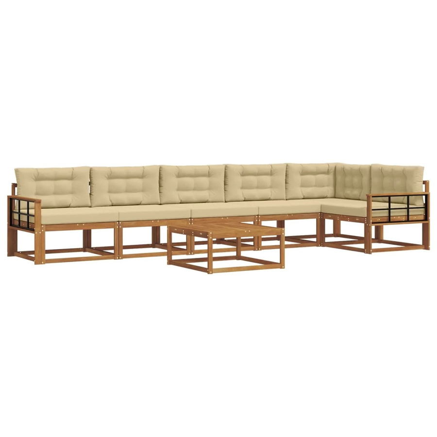 vidaXL Outdoor-Sofagarnitur 7-teilig aus Akazienholz mit Kissen in Beige und Natur - Bild 2