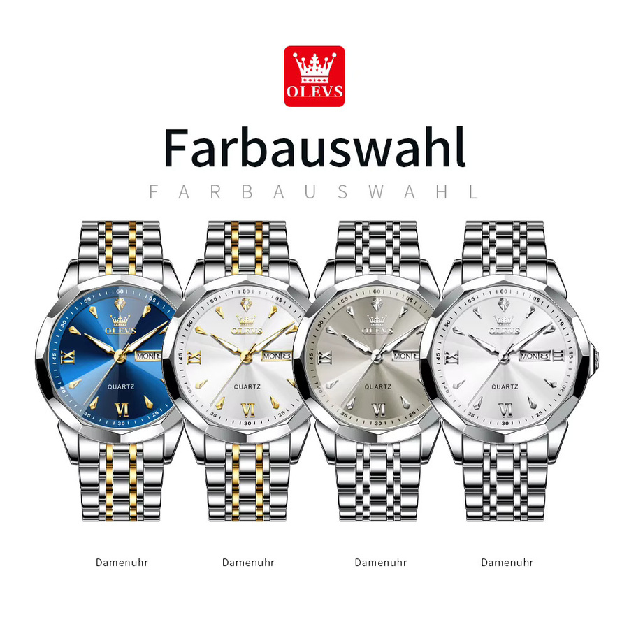 OLEVS Armbanduhr, Quarz, Edelstahl, Roségold, Herren - Bild 6