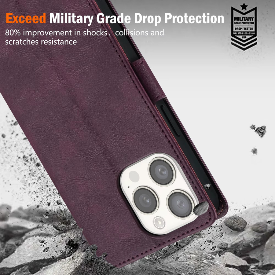 Luxus Leder Brieftasche für Google Pixel 9 10 Pro XL 8 7 6 Business Magnetische Flip Case mit Kartenfächern in Rot und Lila - Bild 6