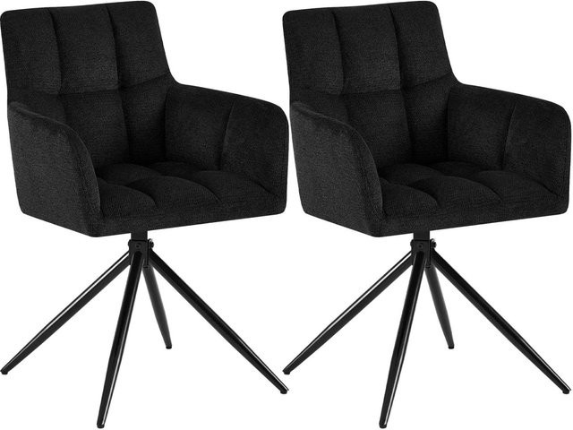 2er Set Esszimmerstühle DELUKE DEBAS aus Stoff in Schwarz, B/T/H: 59 x 59 x 87 cm - Bild 1