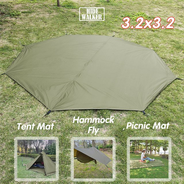 Wasserdichte achteckige Outdoor-Matte von HIDE WALKER in Grün, ideal als Bodenplatte für Tipi- oder Pyramidenzelte, B/B: 3,2 x 3,2 m - Bild 1