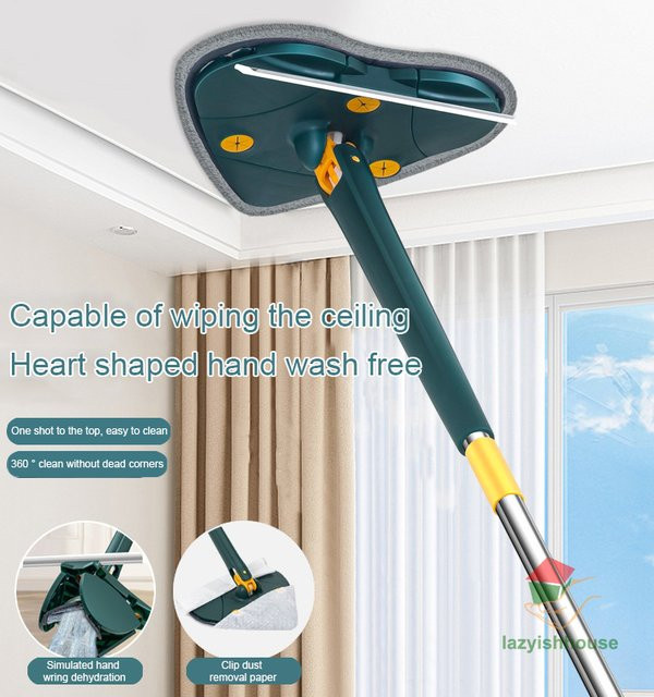 Lazyishhouse Teleskop-Dreiecksmop mit Wringer und Mikrofasertuch in Grün - Bild 1