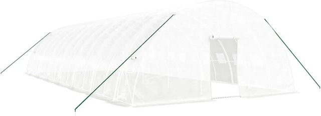vidaXL Gewächshaus mit Stahlrahmen und Polycarbonat-Fenstern in Weiß, B: 14 m, T: 6 m, H: 2,85 m - Bild 1