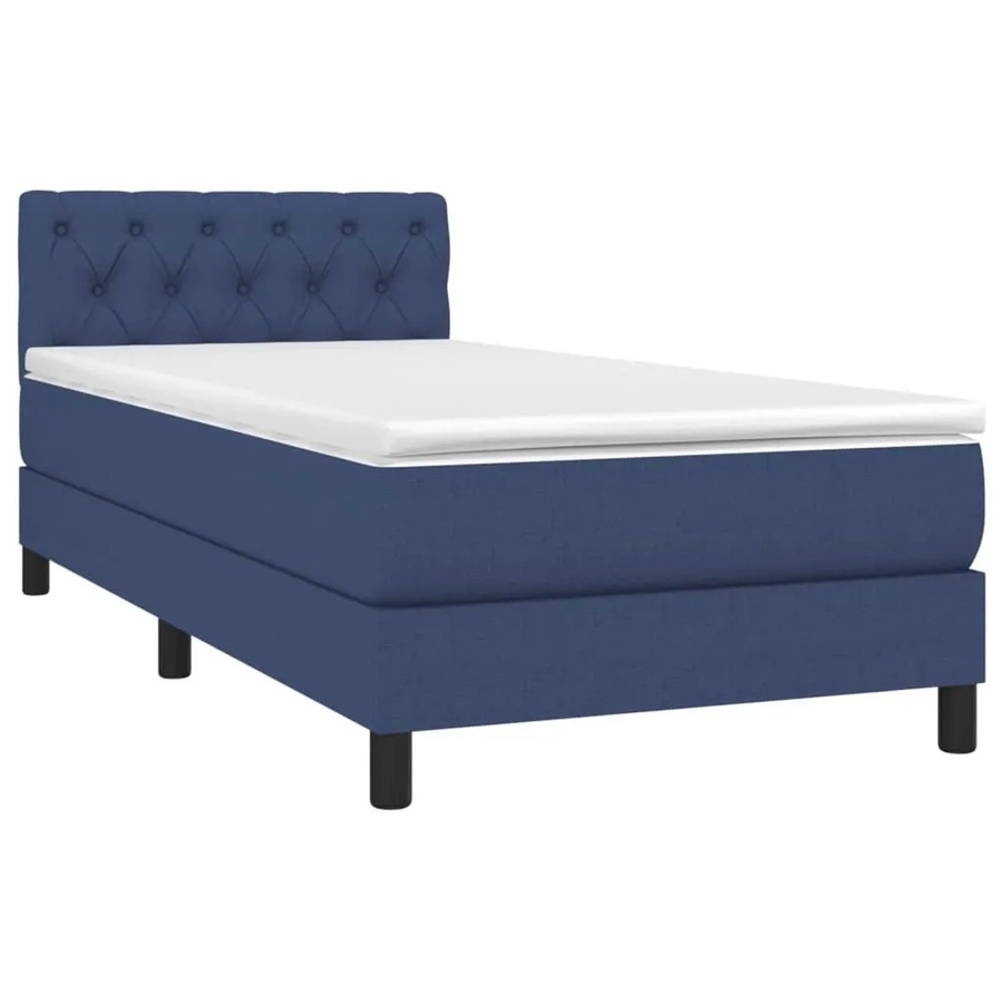 vidaXL Boxspringbett mit Matratze in Blau und Weiß, Hybridbett mit LED-Unterbettbeleuchtung und USB-Ladeport, B/T/H: 80 x 200 x 103 cm - Bild 2