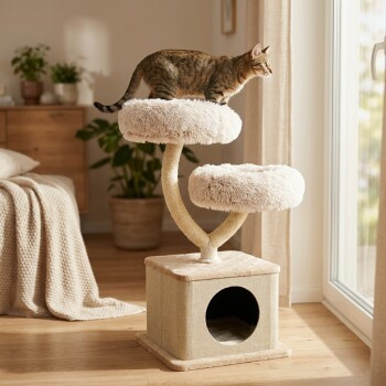 AniOne Kratzbaum Tiffy in Beige mit Höhle und Sisal-Elementen - Bild 2