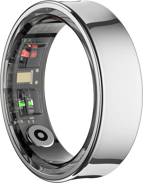 Kimi Mall Smart Ring mit Blutsauerstoff- und Herzfrequenzmessung, 5ATM wasserdichter Edelstahl-Gesundheitstracker für Männer und Frauen, Farbe: Silber, Größe 9 (19,1 mm) - Bild 1