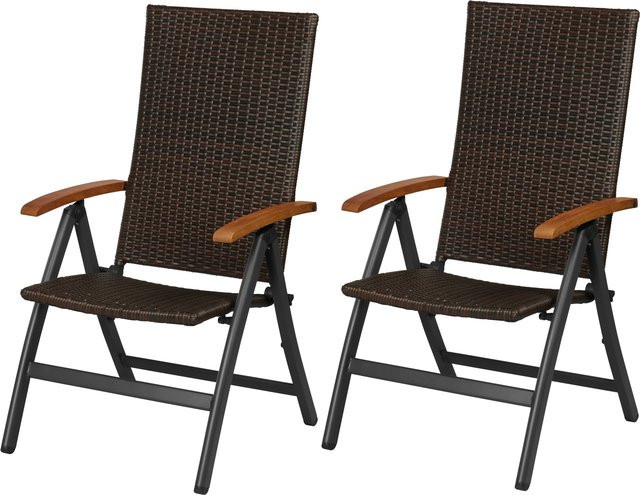 LIVARNO Geflecht-Klappsessel Valencia aus Polyrattan mit Aluminiumgestell, 2 Stück - Bild 1