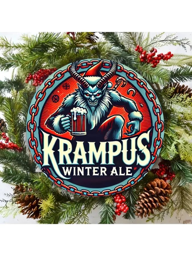 Rundes Aluminium-Wandschild Krampus Winter Ale im Vintage-Stil von Potdemiel zum Aufhängen - Bild 6