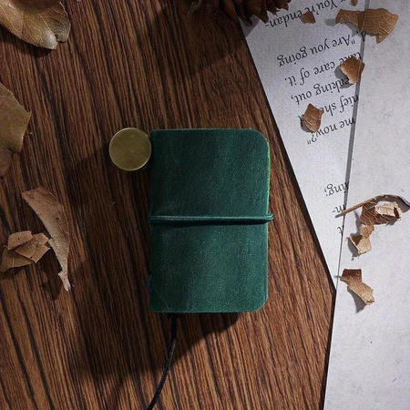 NATAWA Mini Vintage Notizbuch aus Leder in Grün, handgefertigtes Reisetagebuch mit Hardcover und blanko Seiten