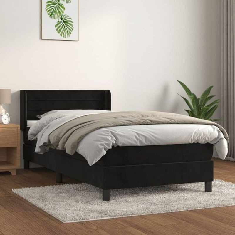 Vidaxl Boxspringbett mit Matratze aus Samt in Schwarz B/T/H: 100 x 200 cm - Bild 1