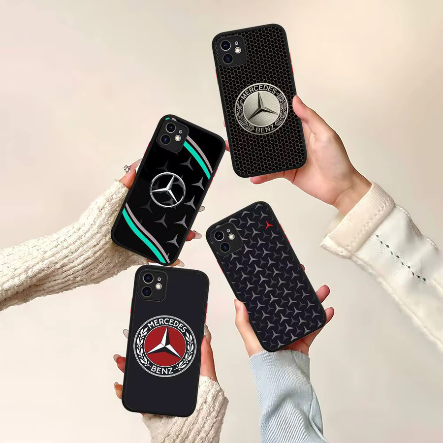 Mercedes-Benz Handyhülle für iPhone 11 12 13 14 15 16 Pro Plus X XS Max Matte Stoßfeste Schutzhülle in Schwarz - Bild 1