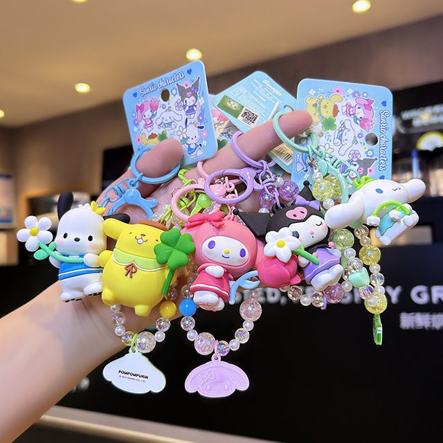Sanrio Kuromi Pompom Purin Cinnamoroll Melody Pochacco Anhänger Schlüsselbund, Action Figur, Modell Spielzeug - Bild 1