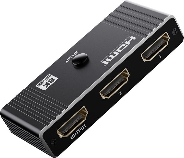 Konsenda Bidirektionaler HDMI 2.1 Switcher 2 in 1 Out, 8K@60Hz und 4K@120Hz, 48Gbps, Schwarz, mit Fernbedienung für Laptop, PC, Xbox und PS5 - Bild 1