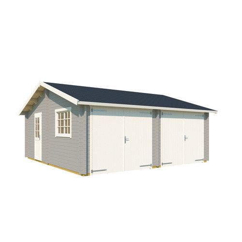 Lasita Maja Doppel-Holzgarage Falkland mit Holztor in Lichtgrau, B/T: 628,6 x 635 cm - Bild 3