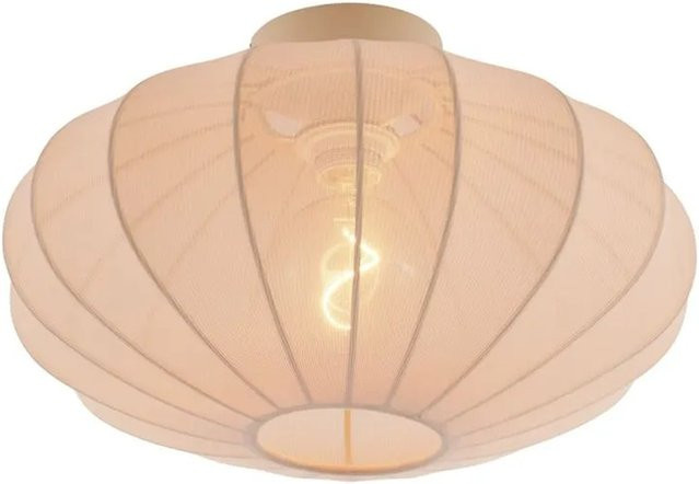 QAZQA Design Deckenleuchte Bida in Beige aus Stoff, runde Deckenlampe für Wohnzimmer, Schlafzimmer und Flur - Bild 1