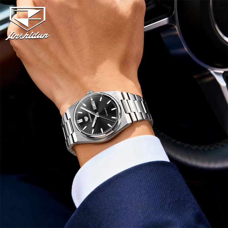 JSDUN Armbanduhr, Mechanisch, Edelstahl, Herren, Schwarz, Braun - Bild 3