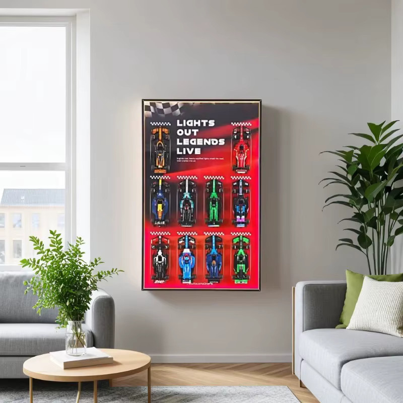 Display-Wandtafel für LEGO Speed Champions Modelle, roter Wandhalterungs-Rahmen aus Kunststoff für 10 Autos - Bild 2
